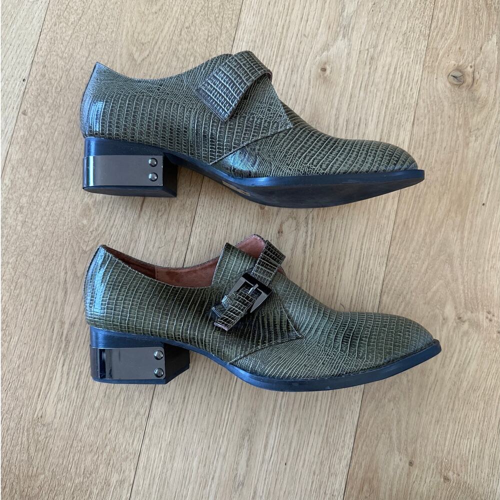 Jeffrey Campbell - Ibiza Snakeskin Print Western Style Leather Shoes in Green - Picture 2 of 7